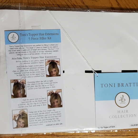 NWT Toni Brattin 5-Piece Curl Hair Topper Extension w/Hair Spray - Picture 3 of 5